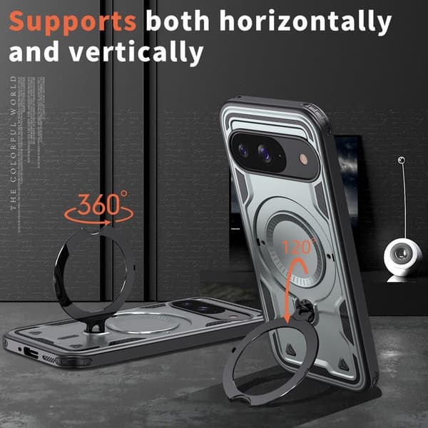 Mobilskal till Google Pixel 10/10 Pro Plast Militärskydd Kickstand - Grå