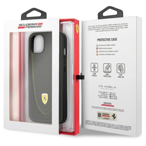 Ferrari iPhone 13 Mobilskal Läder Curved Line - Svart