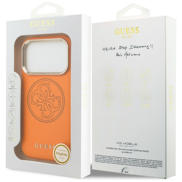 Guess Mobilskal För iPhone 17 Pro Max MagSafe  Perforated 4G - Orange