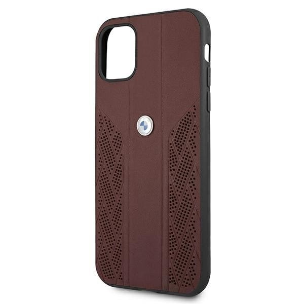 BMW Läder Curve Perforate Skal iPhone 11 - Röd Röd