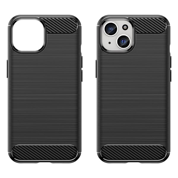 iPhone 15 Plus Mobilskal Carbon Fiber Brushed - Sort Black