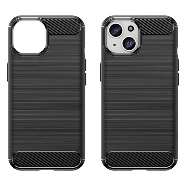 iPhone 15 Plus -puhelinkotelo hiilikuituharjattu - musta Black