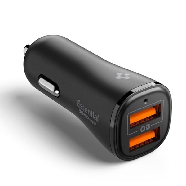 Spigen Essential Biloplader EV302 2-Port 30W - Sort Svart