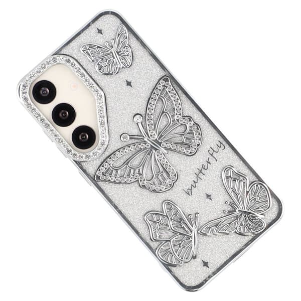 Mobilskal för Samsung Galaxy S26 Plus 3D Fjäril TPU - Silver
