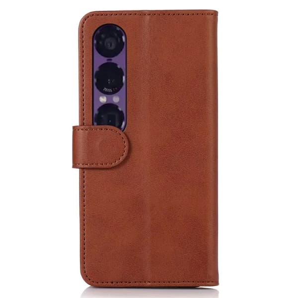 Sony Xperia 1 VII Plånboksfodral Cowhide Texture Konstläder - Brun
