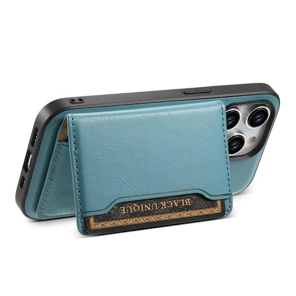 DENIOR iPhone 15 Pro Max Plånboksfodral Konstläder MagSafe Blå