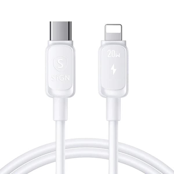 SiGN USB-C till Lightning Kabel 3m 20W - Vit Vit