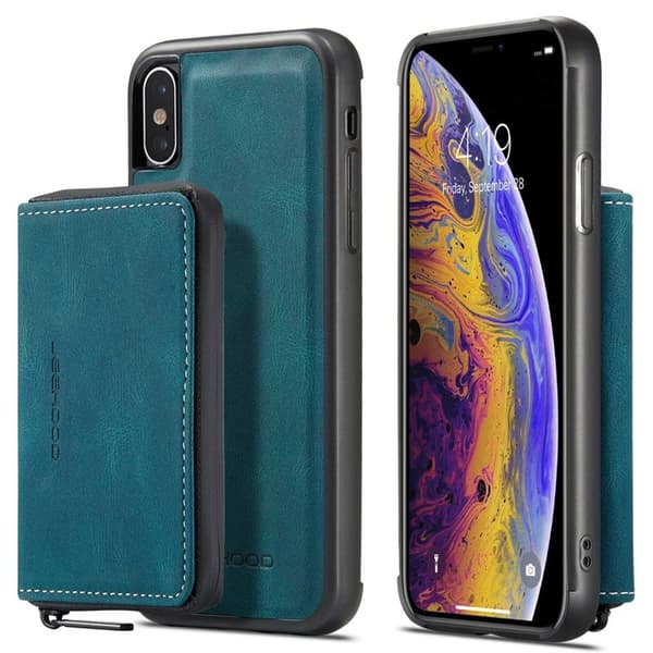 JEEHOOD Mobilskal till iPhone XS Max Detachable Zipper Wallet Blå