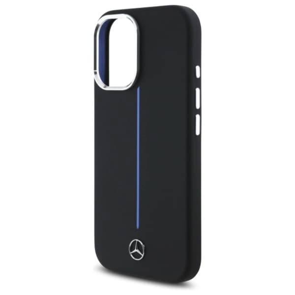 Mercedes Mobilskal till iPhone 16 MagSafe Silikon Blå Stripe - Svart Black