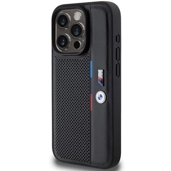 BMW iPhone 15 Pro Mobilskal Perforated Tricolor Line Black