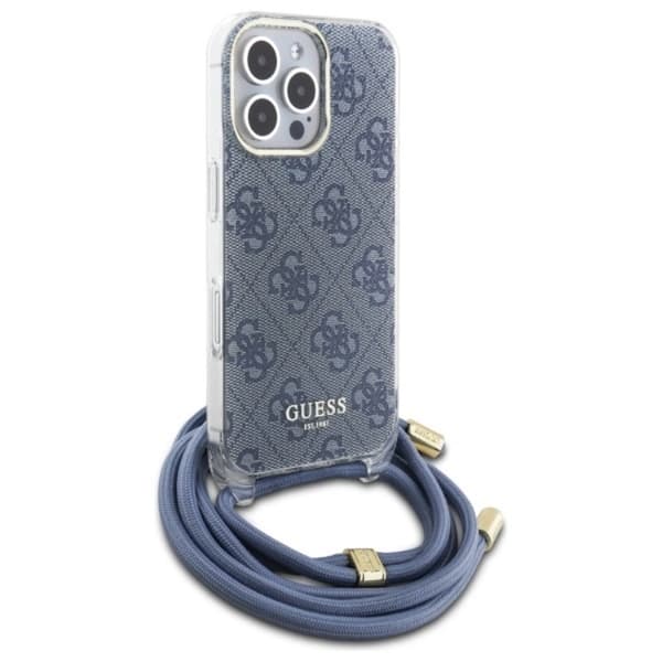 Guess Mobilskal till iPhone 16 Pro Crossbody Cord 4G Print - Blå Blå