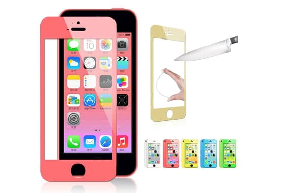 Värillinen karkaistu lasinen näytönsuoja Apple iPhone 4S punainen Red