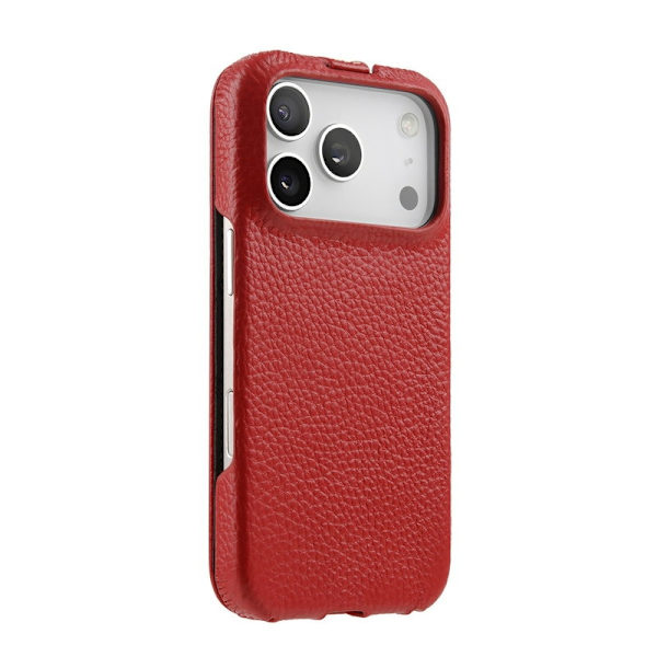 MELKCO Mobilskal till iPhone 17 Pro Max Äkta Läder + PC Röd