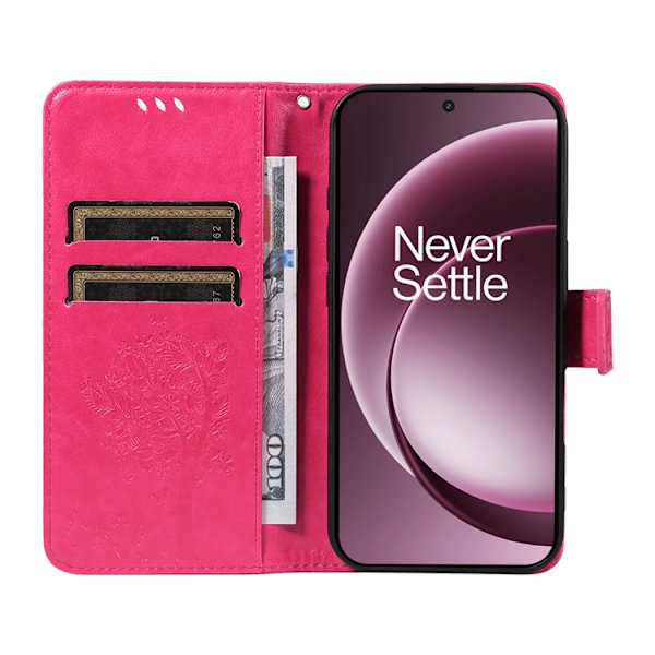 OnePlus 15 5G Plånboksfodral Cat Tree Pattern Konstläder Rosa