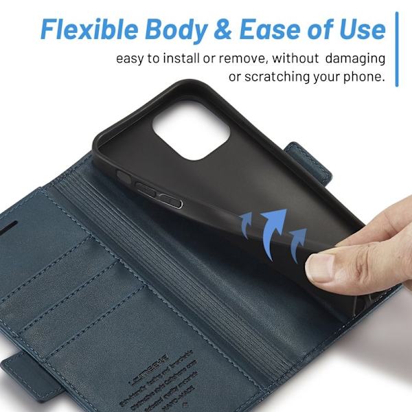 LC.IMEEKE iPhone 12 Plånboksfodral Konstläder - Full Protection - Blå