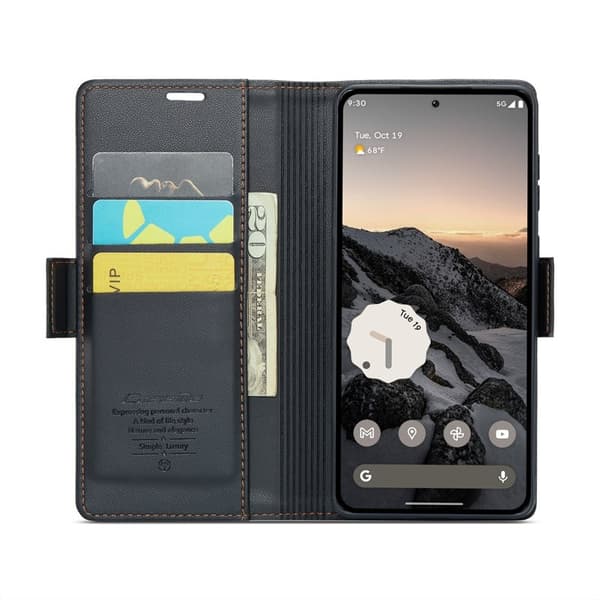CASEME Plånboksfodral Konstläder för Google Pixel 10 Pro - Svart