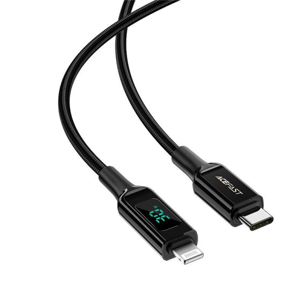 Acefast MFI USB Type-C - Lightning-kaapeli 30 W 1,2 m - musta