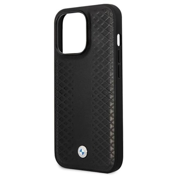 BMW iPhone 14 Pro Mobilskal Läder Diamond Pattern - Svart Svart
