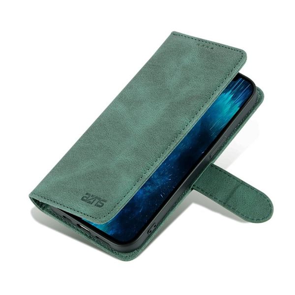 AZNS iPhone 13 Pro Max Plånboksfodral Konstläder - Grön