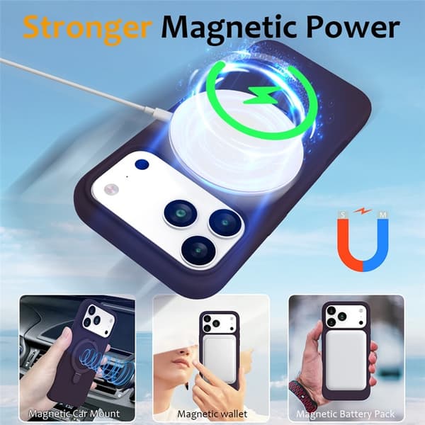 Mobilskal till iPhone 17 Pro MagSafe Kickstand PC + Silikon - Mörklila Lila
