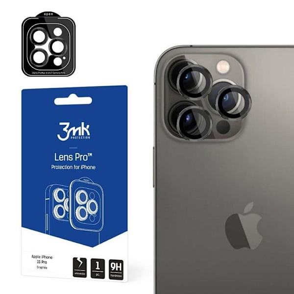 3MK iPhone 15 Pro Max Kamerans objektivskydd i härdat glas Transparent