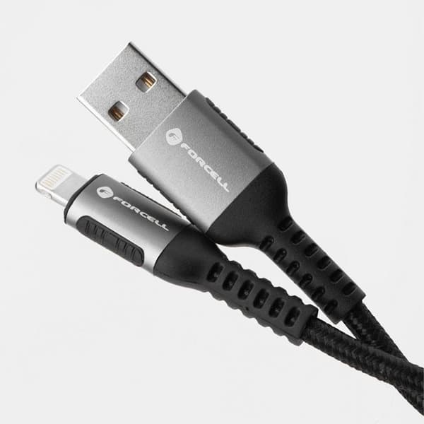 Forcell USB-A - Lightning 12W 2.4A Kabel 0.5m PD Cafule Sort Svart