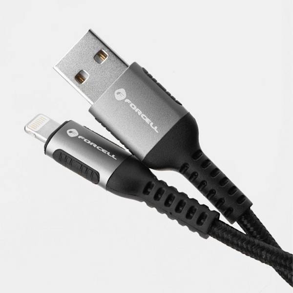 Forcell USB-A - Lightning 12W 2.4A Kabel 0.5m PD Cafule Svart Svart