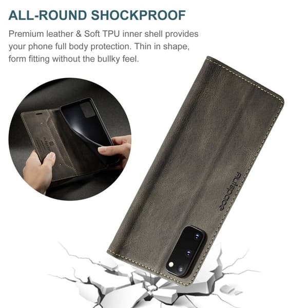 AUTSPACE A01 för Samsung Galaxy S20 Plånboksfodral Konstläder - Brun