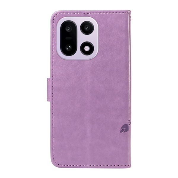OnePlus 15 Plånboksfodral Flower Pattern Konstläder Lila