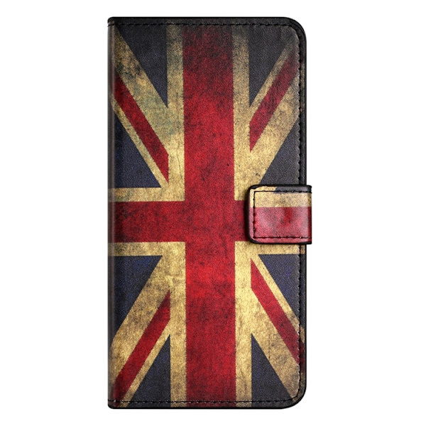 iPhone 17 Pro Max Konstläder Plånboksfodral Pattern Print - Union Jack Röd