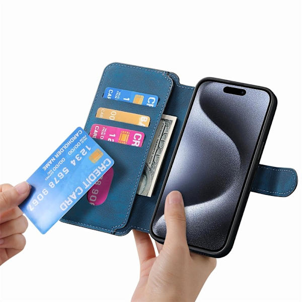 CASENEO iPhone 15 Pro Max Plånboksfodral Konstläder - Blå