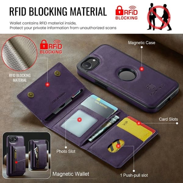 DG.MING M5 Series Mobilskal till iPhone 16e Magnetiskt Konstläder Lila