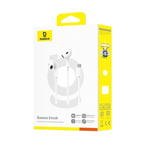 Baseus Trådbundna In-Ear Hörlurar USB-C Encok CZ19 - Vit