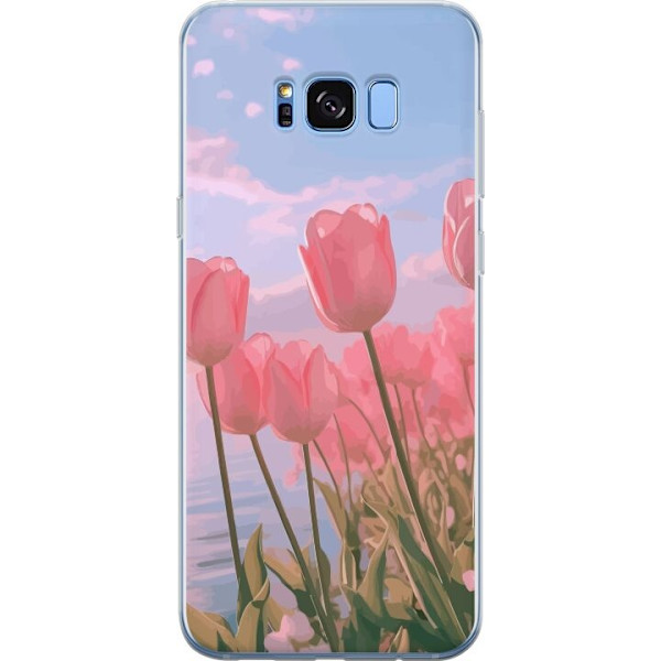 Mobilcover til Samsung Galaxy S8 med lyserøde tulipaner