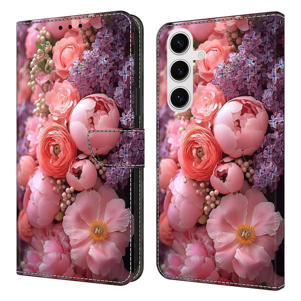 Plånboksfodral för Samsung Galaxy S26 Plus Konstläder Mönster - Ranunculaceae