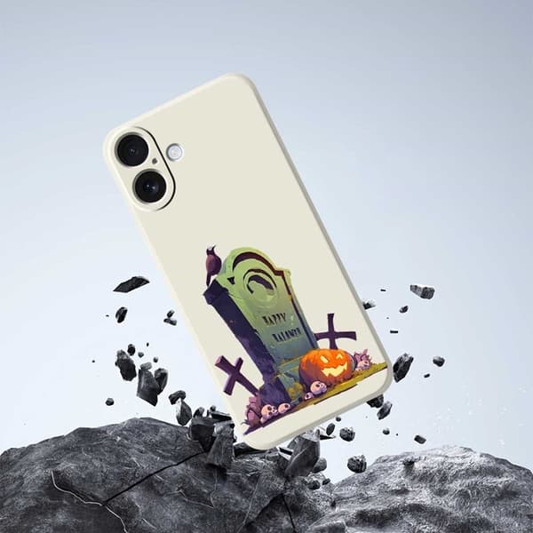 Mobilskal till iPhone 17 med Halloween Tombstone Pattern TPU - Grön