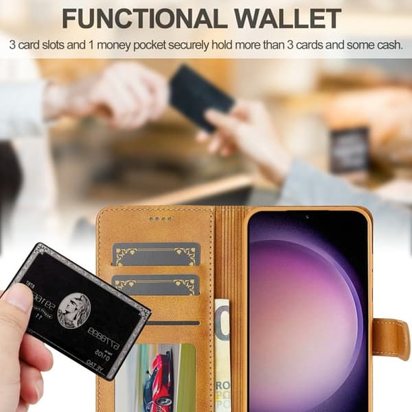 LC.IMEEKE Samsung Galaxy S25 FE Plånboksfodral Konstläder - Gul