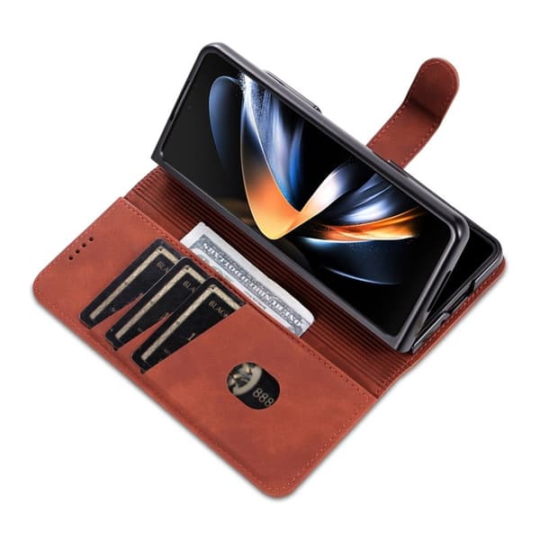 AZNS Samsung Galaxy Z Fold4 5G Plånboksfodral Konstläder - Brun