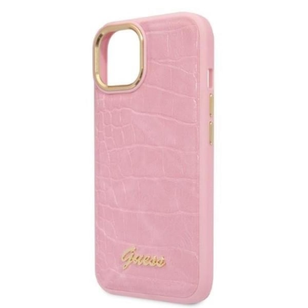 GUESS iPhone 14 Skal Croco Collection - Rosa