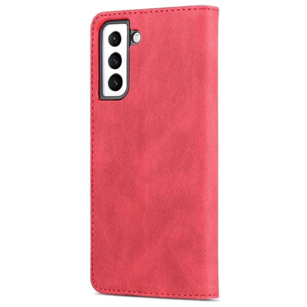 AZNS Samsung Galaxy S21 FE Plånboksfodral Konstläder - Röd