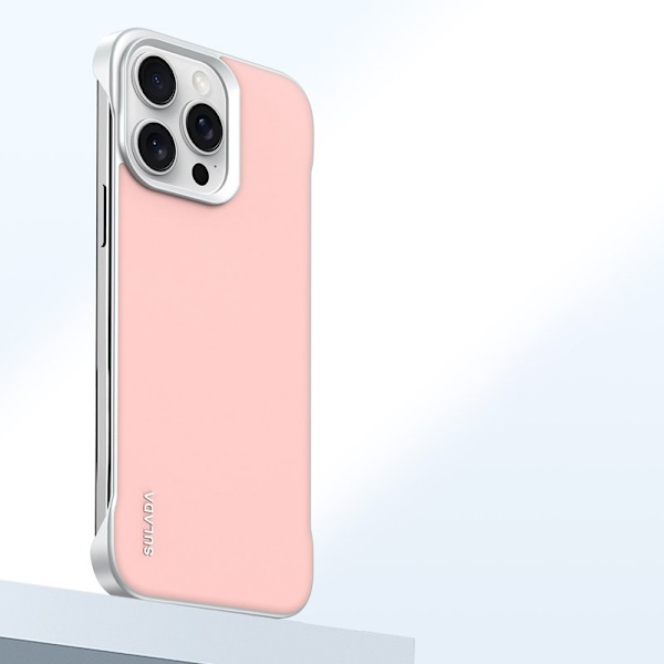 SULADA Mobilskal till iPhone 15 Pro Frameless PU + PC Bakside - Rosa