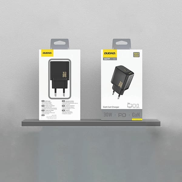Dudao Hurtigoplader 30W A27P PD GaN USB-C - Sort Svart