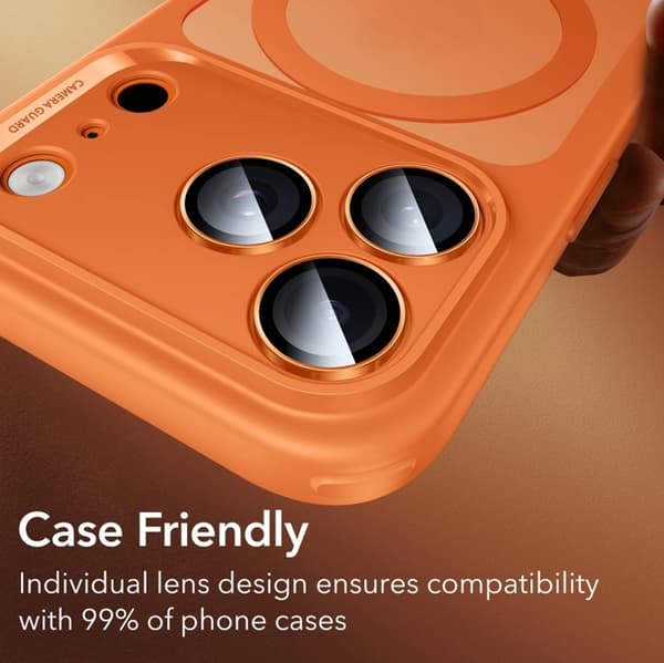 ESR iPhone 17 Pro/17 Pro Max Härdat glas Kameraskydd Armorite Orange