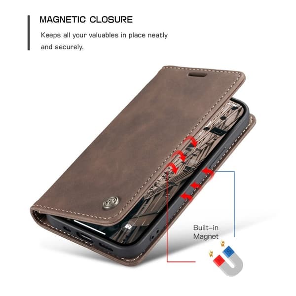CASEME 013 Wallet Stand Mobilskal för iPhone 13 Pro Max - Brun