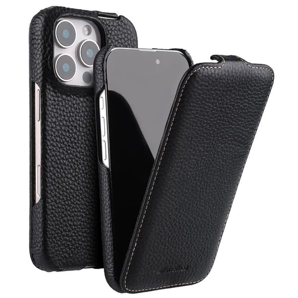 MELKCO Mobilskal till iPhone 16 Pro Max Äkta Läder + PC - Svart