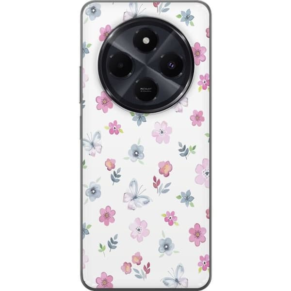 Telefontaske til Xiaomi Redmi A4 med blomster og sommerfugle