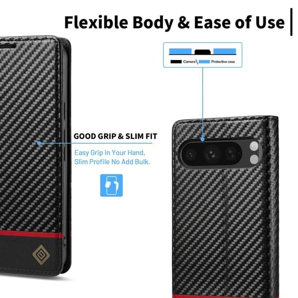 LC.IMEEKE Google Pixel 9 Pro XL Plånboksfodral Konstläder - Svart