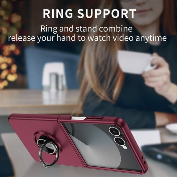 Mobilskal till Galaxy Z Flip 7 5G Rotatable Ring Kickstand - Vinröd Vinröd