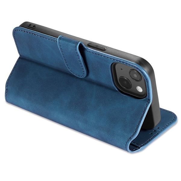 DG.MING iPhone 14 Plus Plånboksfodral Retro Stil Blå Konstläder