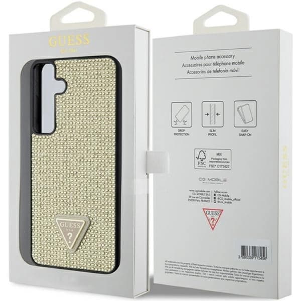 Guess Mobilskal till Galaxy S24 Plus Rhinestone Triangle - Guld